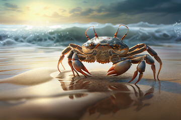 Fototapeta na wymiar Beautiful crab on the ocean. AI Generated