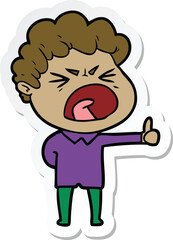 sticker of a cartoon furious man
