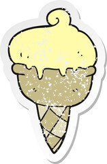 retro distressed sticker of a cartoon ice cream