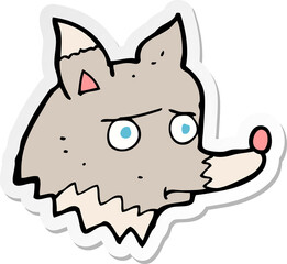 sticker of a cartoon unhappy wolf
