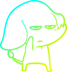 cold gradient line drawing annoyed cartoon elephant