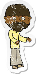 retro distressed sticker of a cartoon happy bearded man