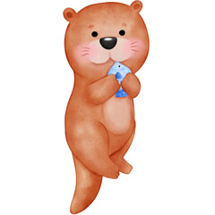 Cute otter, Otters, Otter illustration, watercolor otter, watercolor animal, animal illustration