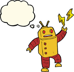 cartoon robot with thought bubble