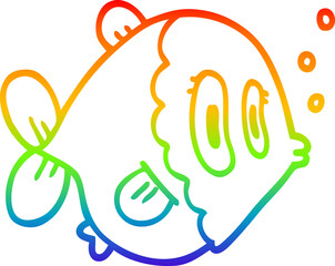 rainbow gradient line drawing cartoon fish