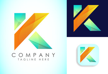 Letter K gradient color logo design template. Graphic alphabet symbol