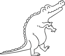 quirky line drawing cartoon crocodile