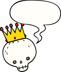 cartoon skull and crown and speech bubble