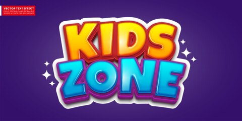 Kids zone text style effect, Editable 3d style text tittle