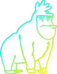 cold gradient line drawing cartoon gorilla