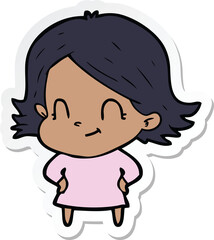 sticker of a cartoon friendly girl