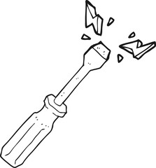 black and white cartoon screwdriver