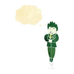 cartoon floating vampire with thought bubble
