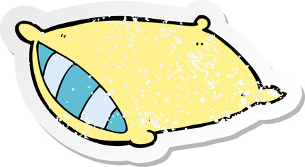 retro distressed sticker of a cartoon pillow