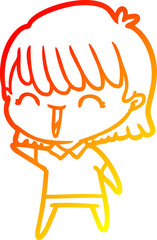 warm gradient line drawing cartoon woman