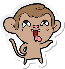 sticker of a crazy cartoon monkey