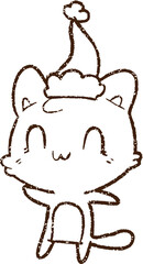 Christmas Cat Charcoal Drawing