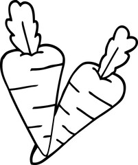line drawing cartoon organic carrots