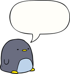 cute cartoon penguin and speech bubble