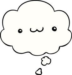 happy cartoon expression and thought bubble