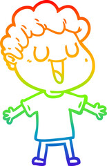 rainbow gradient line drawing laughing cartoon man