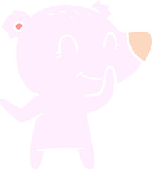 friendly bear flat color style cartoon