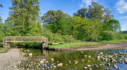 Plank floor of the walkway in Rocky Point, Port Moody, Vancouver, Canada