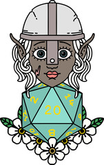 elf fighter with natural twenty dice roll illustration