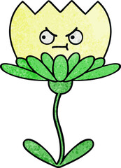 retro grunge texture cartoon flower