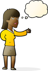 Fototapeta premium cartoon woman explaining with thought bubble