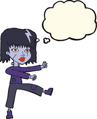 Obraz na płótnie Canvas cartoon undead girl with thought bubble