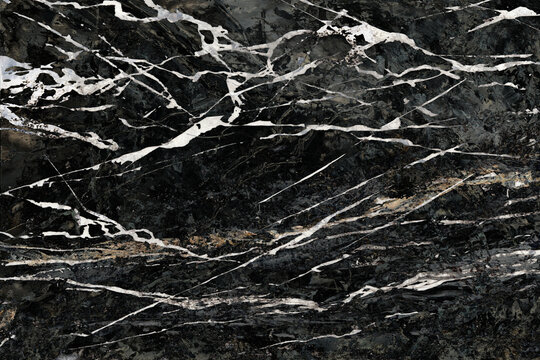 classical marbled background, black marble with white veins, artificial stone texture