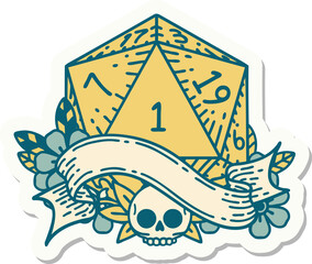 Naklejka premium natural one d20 dice roll sticker