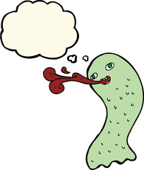 funny cartoon ghost with thought bubble