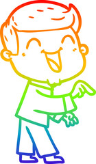 rainbow gradient line drawing cartoon man laughing