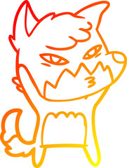 warm gradient line drawing clever cartoon fox