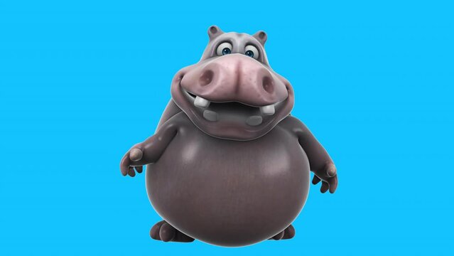 Fun 3D cartoon hippopotamus talking (with alpha channel)