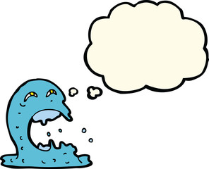 cartoon gross ghost with thought bubble