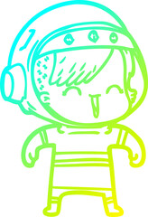 cold gradient line drawing happy cartoon space girl