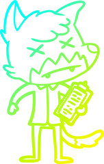 cold gradient line drawing cartoon dead fox