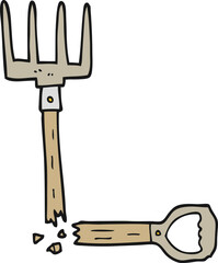 cartoon broken pitchfork