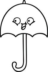 line drawing cartoon umbrella