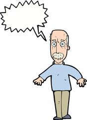 cartoon annoyed old man with speech bubble
