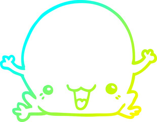cold gradient line drawing cartoon frog