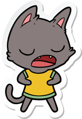 sticker of a talking cat cartoon