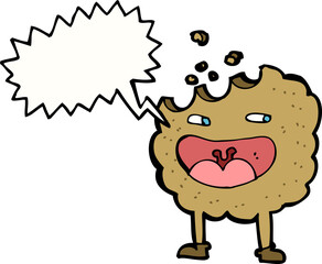 cookie cartoon character with speech bubble