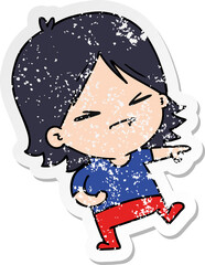 Fototapeta na wymiar distressed sticker cartoon of cute kawaii girl