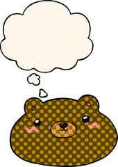 cartoon bear and thought bubble in comic book style