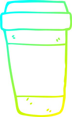 cold gradient line drawing cartoon coffee cup