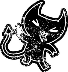 grunge icon of a kawaii cute demon